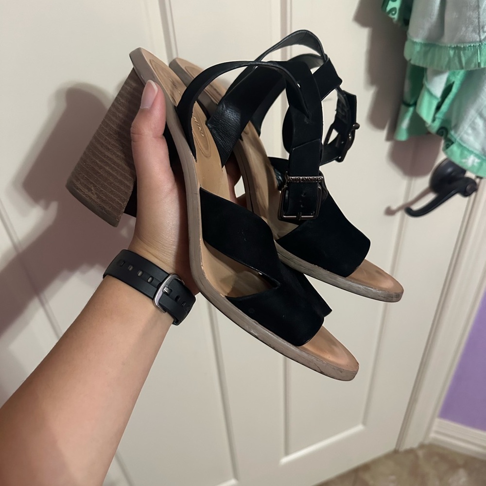 Black Chunky Heel Sandals
